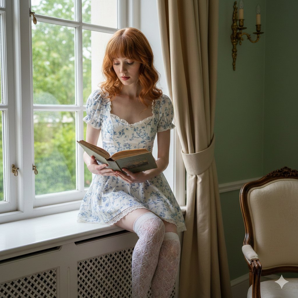 Vintage Interior Portrait with Copper Hair — Nano Banana Pro AI Generated Image