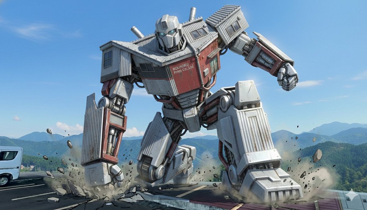 Transforming a Company Building into a Transformer — Nano Banana Pro AI Generated Image