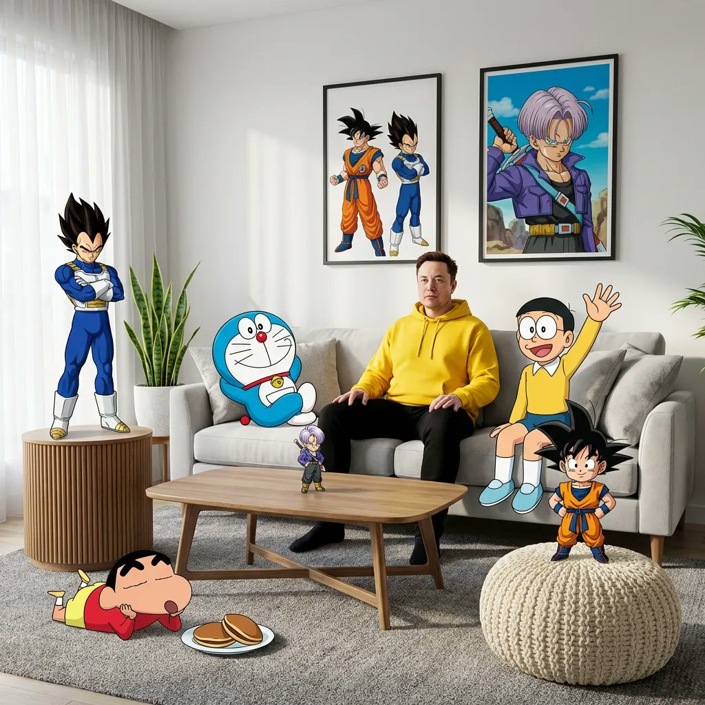 Blending Photorealism and Anime in a Living Room Scene — Nano Banana Pro AI Generated Image