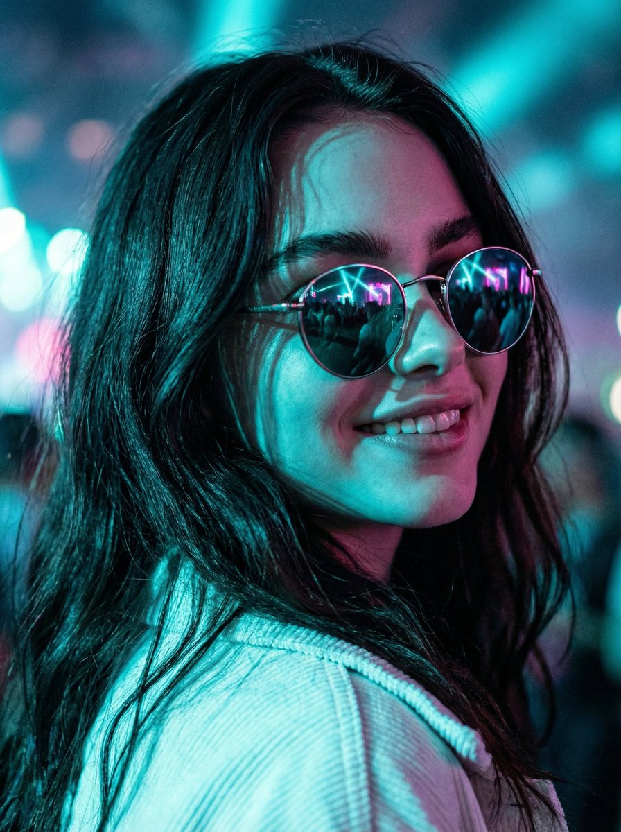 Cinematic Close-Up at an Electronic Music Festival — Nano Banana Pro AI Generated Image