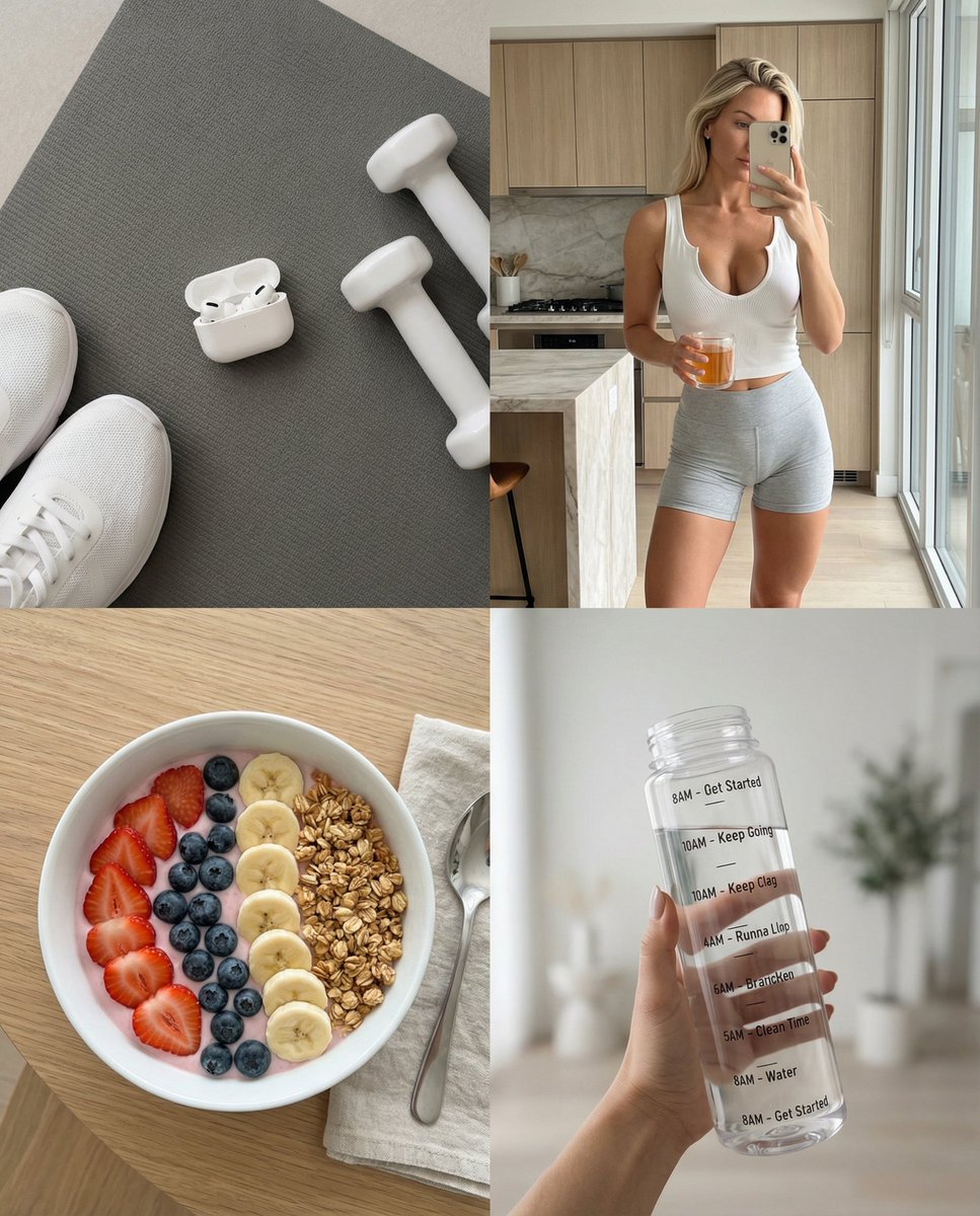 2x2 Wellness and Fitness Lifestyle Collage Prompt — Nano Banana Pro AI Generated Image