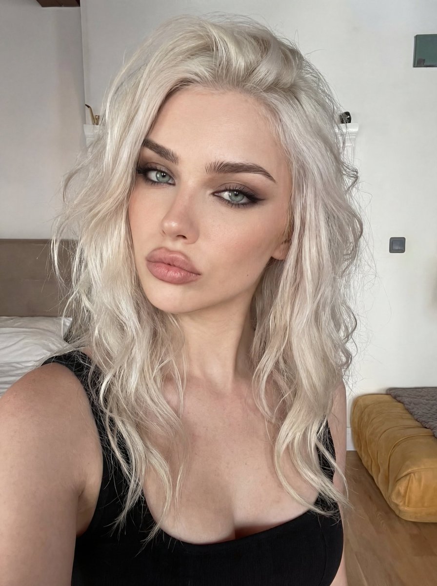 Glamorous Influencer Bedroom Selfie Portrait — Nano Banana Pro AI Generated Image