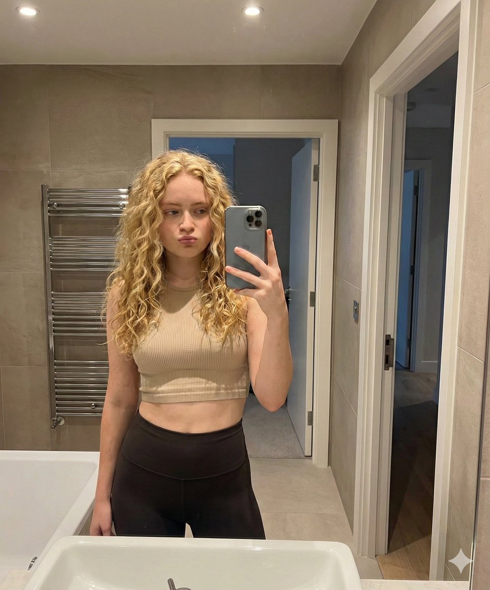 Mirror Selfie in Modern Bathroom Prompt — Nano Banana Pro AI Generated Image