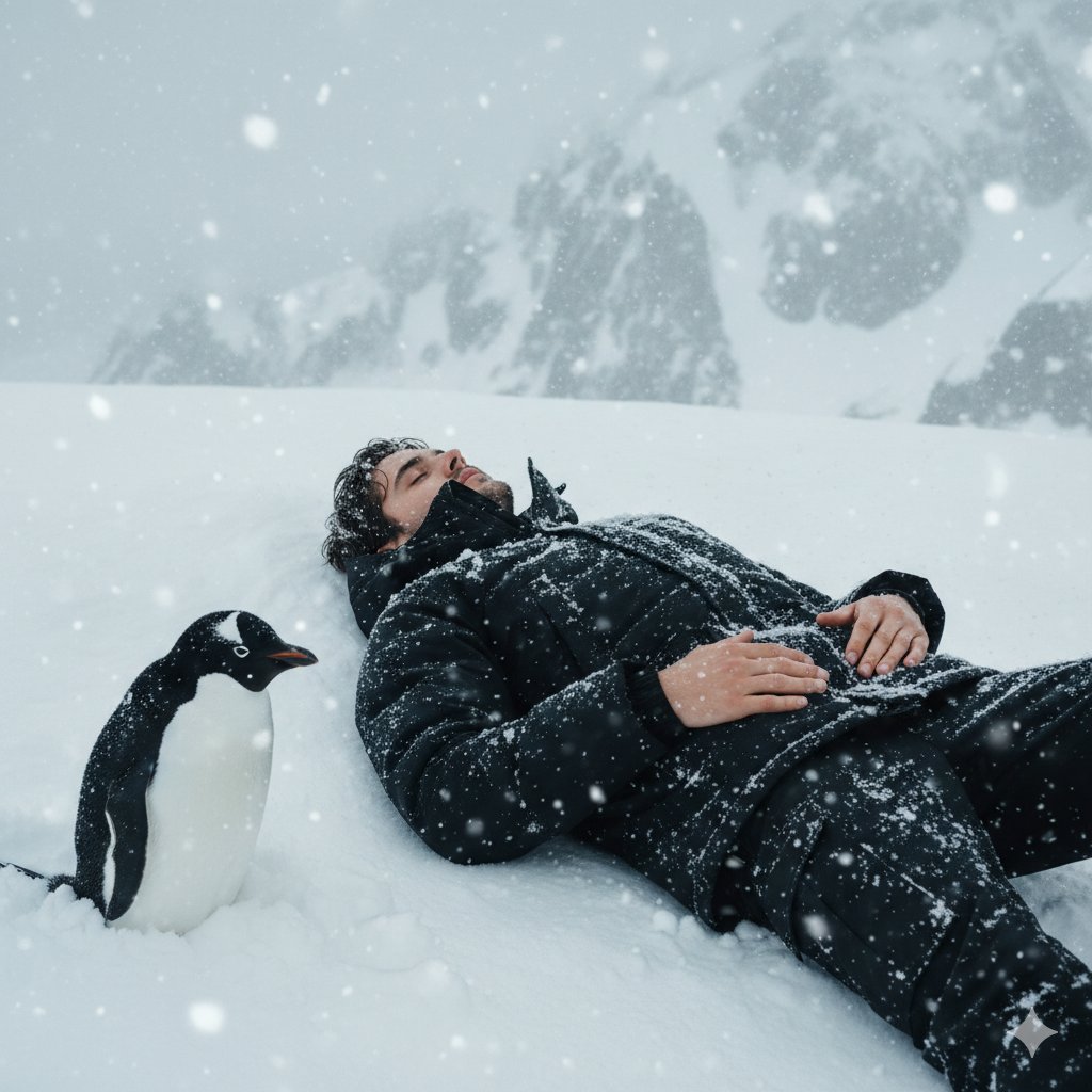 Tired Penguin in Alt Text Prompt — Nano Banana Pro AI Generated Image