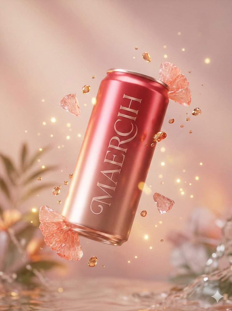 Luxury Commercial Shot of Floating Grapefruit Sparkling Can — Nano Banana Pro AI Generated Image
