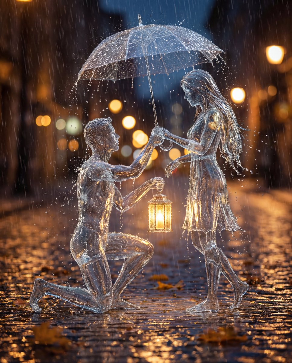 Conceptual Cinematic Art Made Entirely of Water Droplets — Nano Banana Pro AI Generated Image