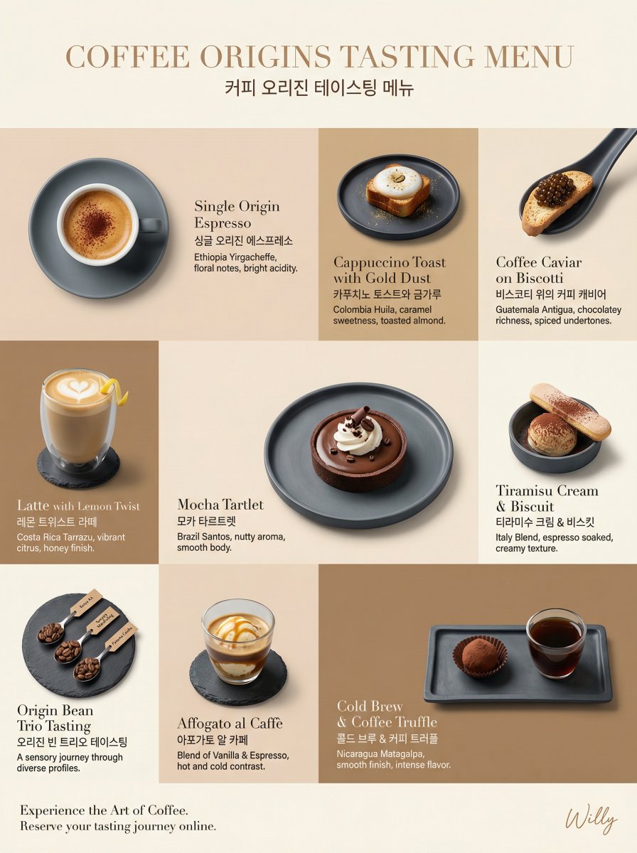 Luxury Coffee Tasting Menu Layout Prompt — Nano Banana Pro AI Generated Image