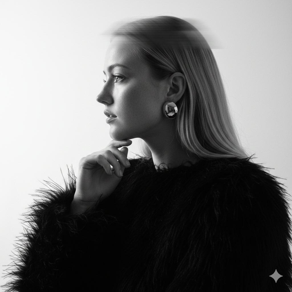 Black-and-White Surreal Editorial Portrait Prompt — Nano Banana Pro AI Generated Image