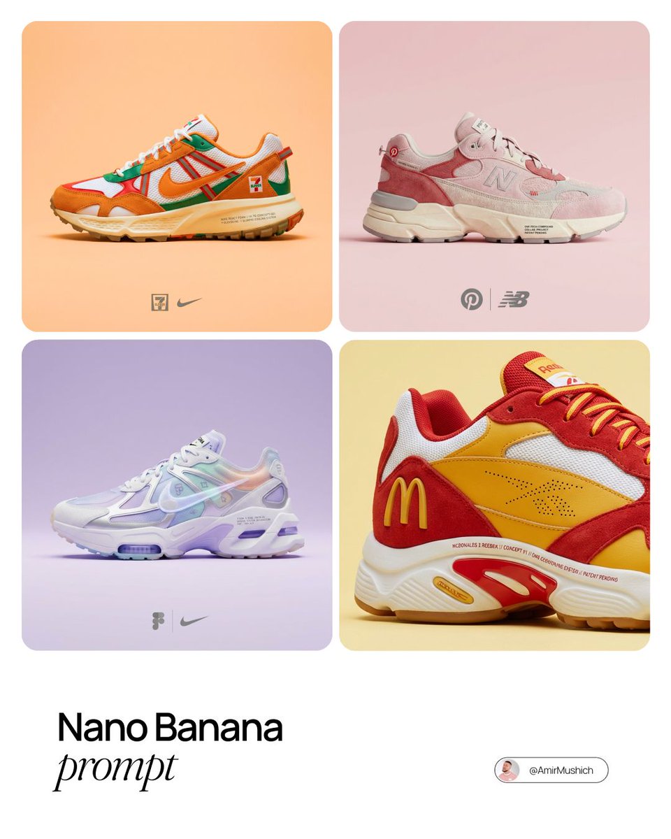 Brand x Sneakers Product Matchmaker Prompt — Nano Banana Pro AI Generated Image