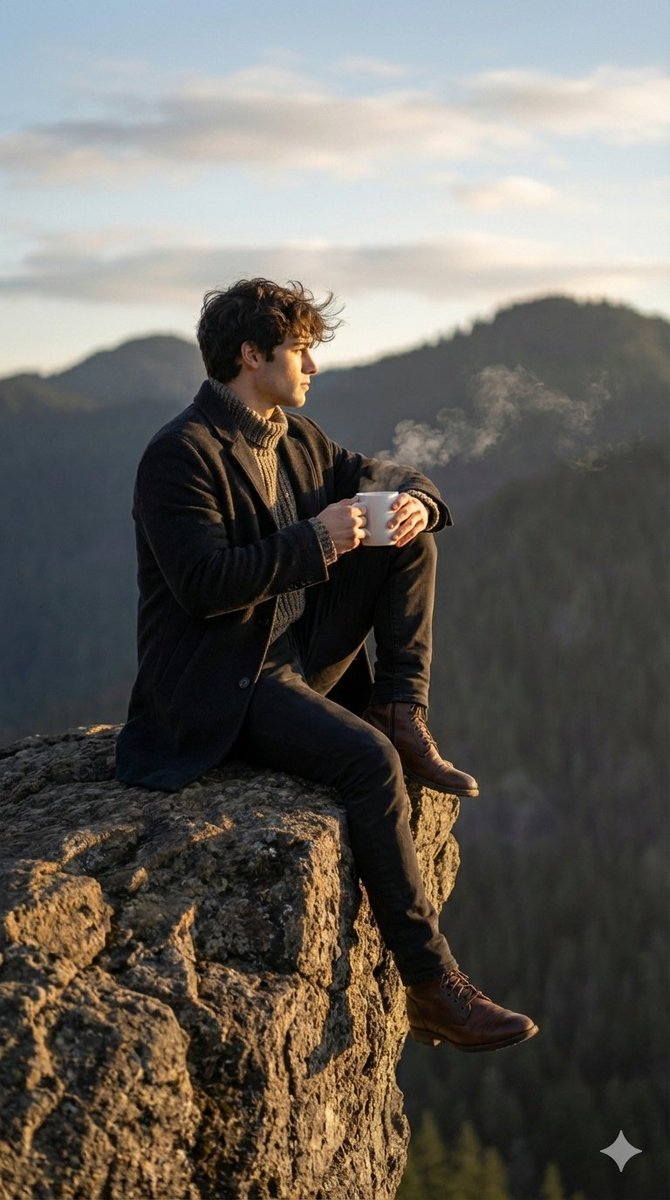 Cinematic Sunrise Portrait on a Cliff Edge — Nano Banana Pro AI Generated Image