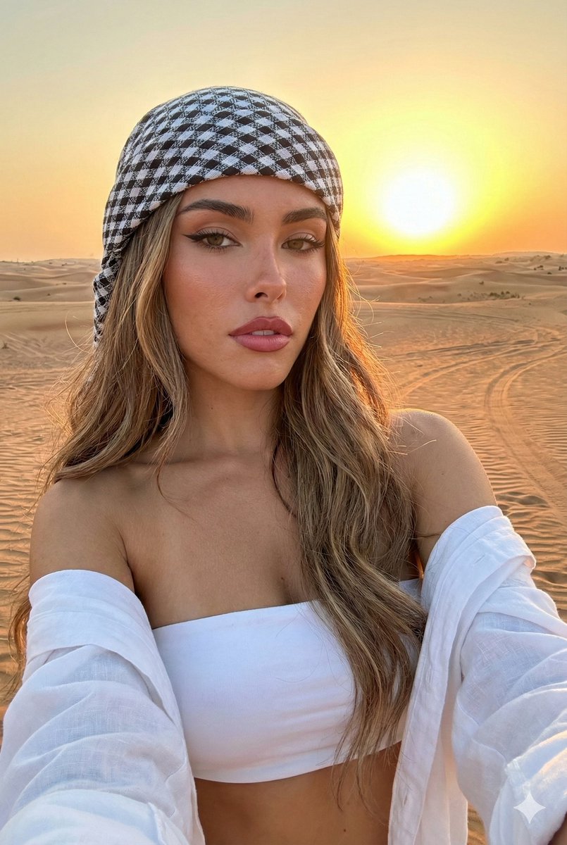 Madison Beer Desert Selfie Portrait Prompt — Nano Banana Pro AI Generated Image