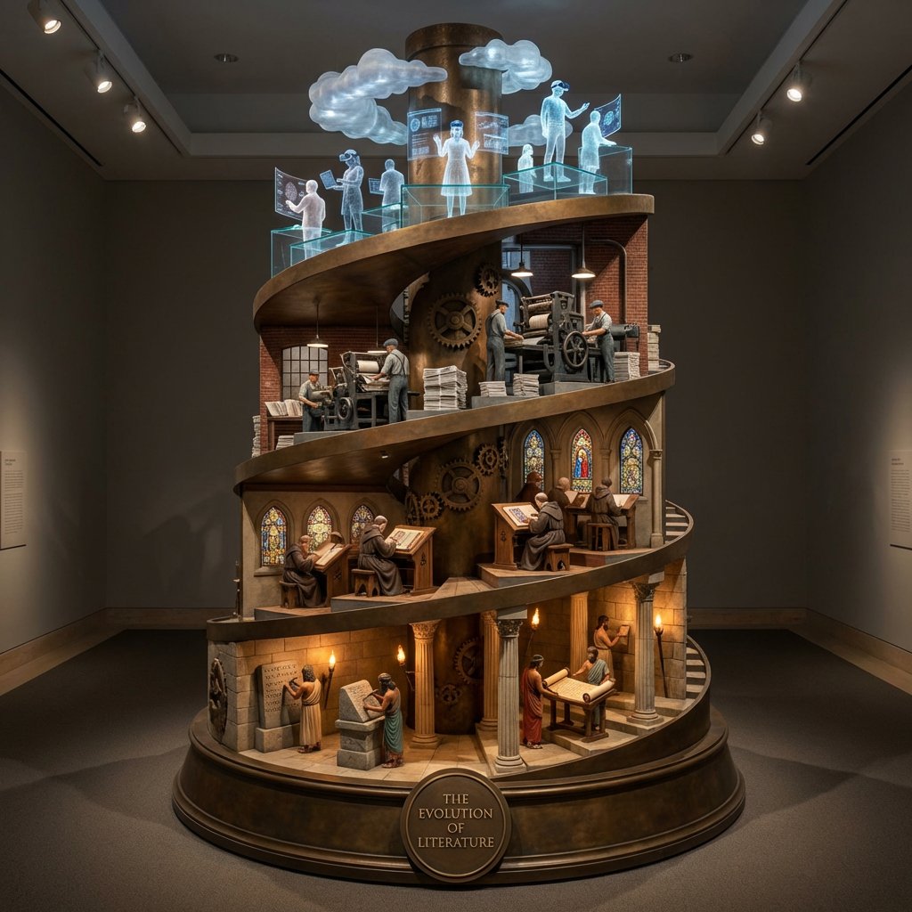 Helical Tower Sculpture Prompt for Visualizing Historical Evolution — Nano Banana Pro AI Generated Image