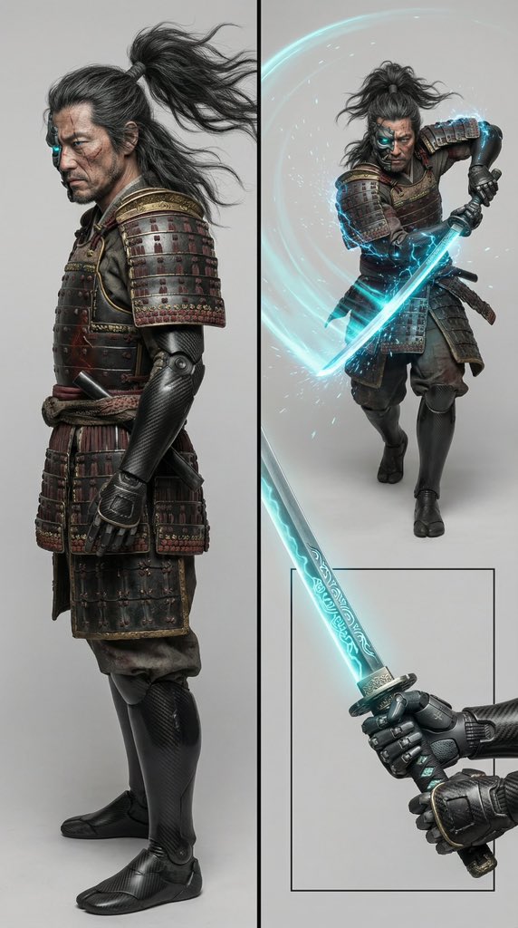 Character Design Prompt for Futuristic Samurai Warrior — Nano Banana Pro AI Generated Image
