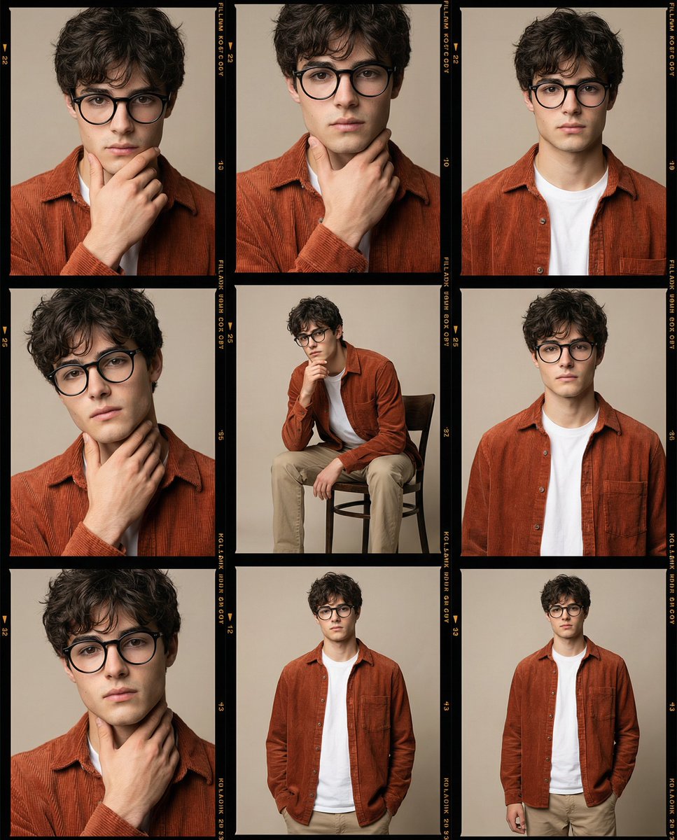 High-Fidelity Editorial Contact Sheet Portrait Session — Nano Banana Pro AI Generated Image