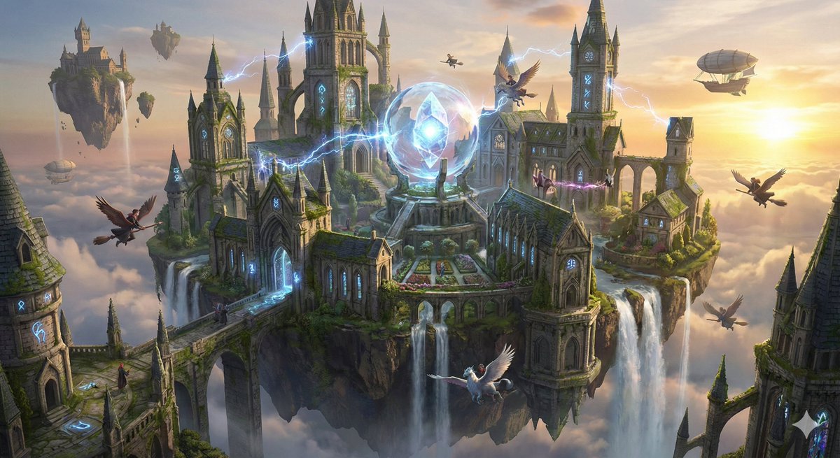 Simple Floating Mage Academy Prompt — Nano Banana Pro AI Generated Image