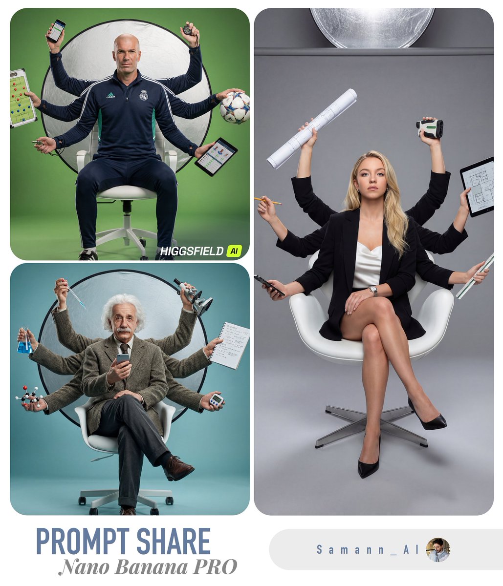 Hyper-Real Multi-Arm Professional Portrait — Nano Banana Pro AI Generated Image