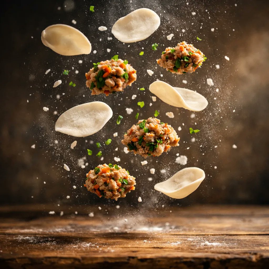 Cinematic Food Photography of Deconstructed Dumplings — Nano Banana Pro AI Generated Image