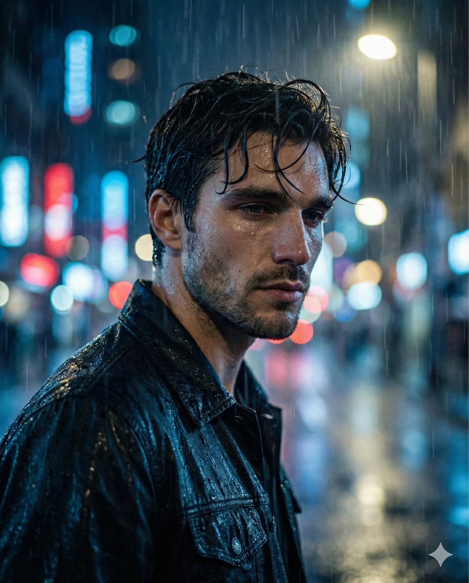 Melancholic Sad Boy in the Rain (Reference Face) — Nano Banana Pro AI Generated Image