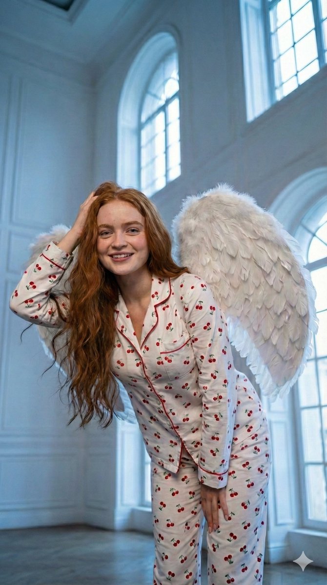 Low-Angle Angel Wings Portrait — Nano Banana Pro AI Generated Image