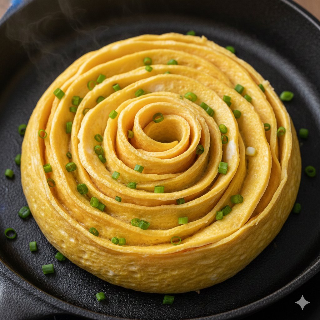 Cinematic Close-Up of Rose-Shaped Tamagoyaki — Nano Banana Pro AI Generated Image