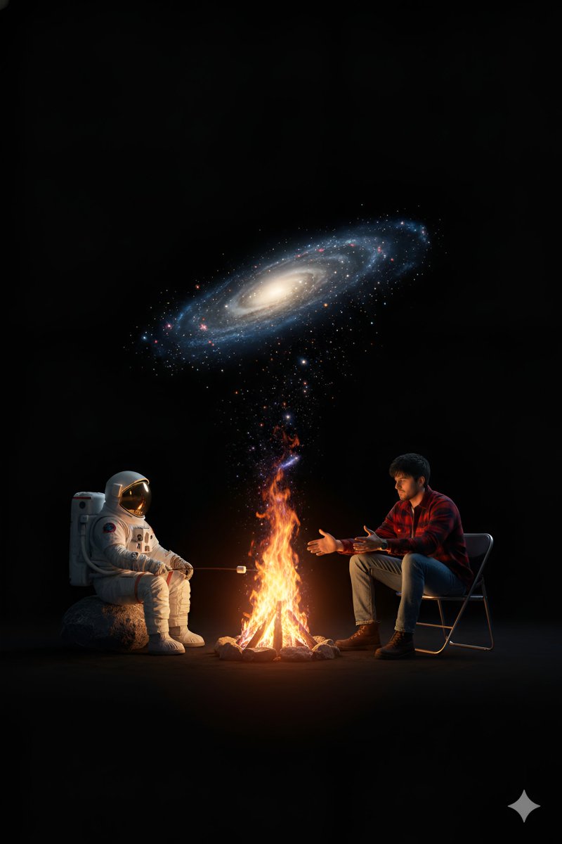 Surreal Campfire in Cosmic Void — Nano Banana Pro AI Generated Image