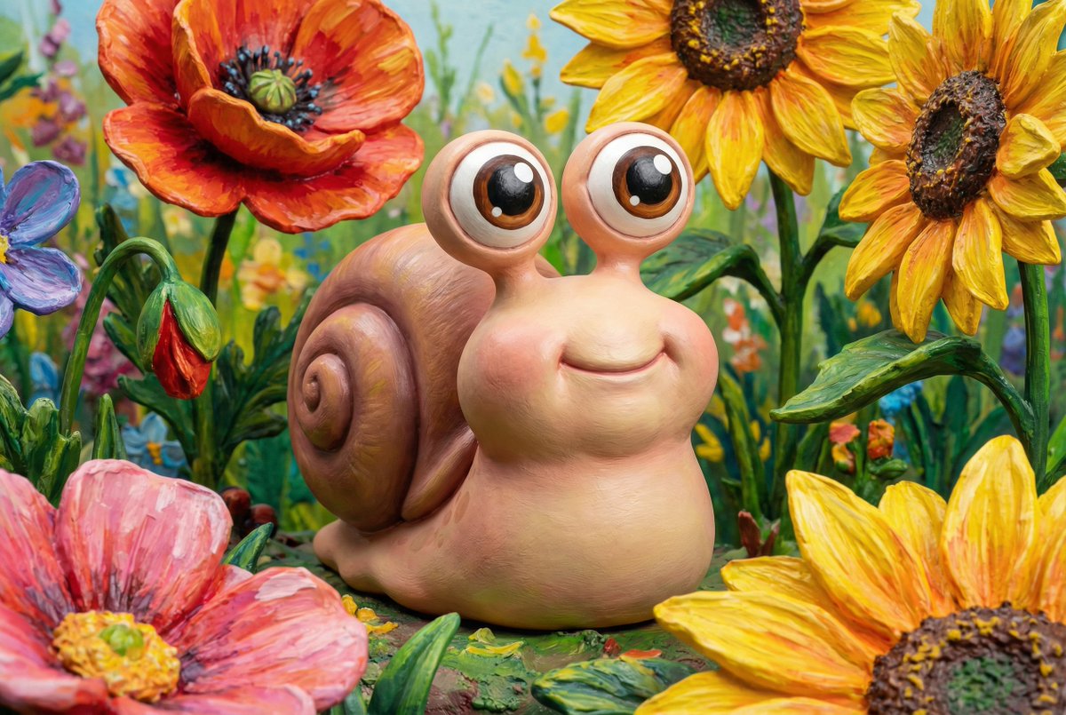 Painted Chibi Snail Macro View — Nano Banana Pro AI Generated Image