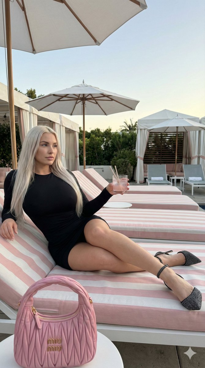 Quiet Luxury Poolside Portrait (Detailed JSON Structure) — Nano Banana Pro AI Generated Image