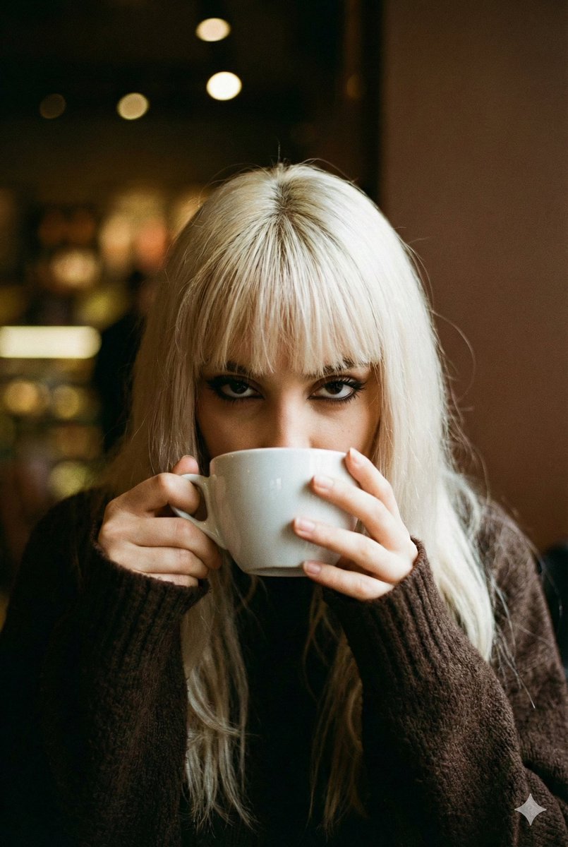 Cinematic Melancholic Cafe Portrait — Nano Banana Pro AI Generated Image