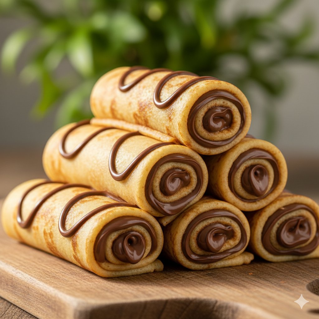 Cinematic Food Ad of Chocolate Crepes — Nano Banana Pro AI Generated Image