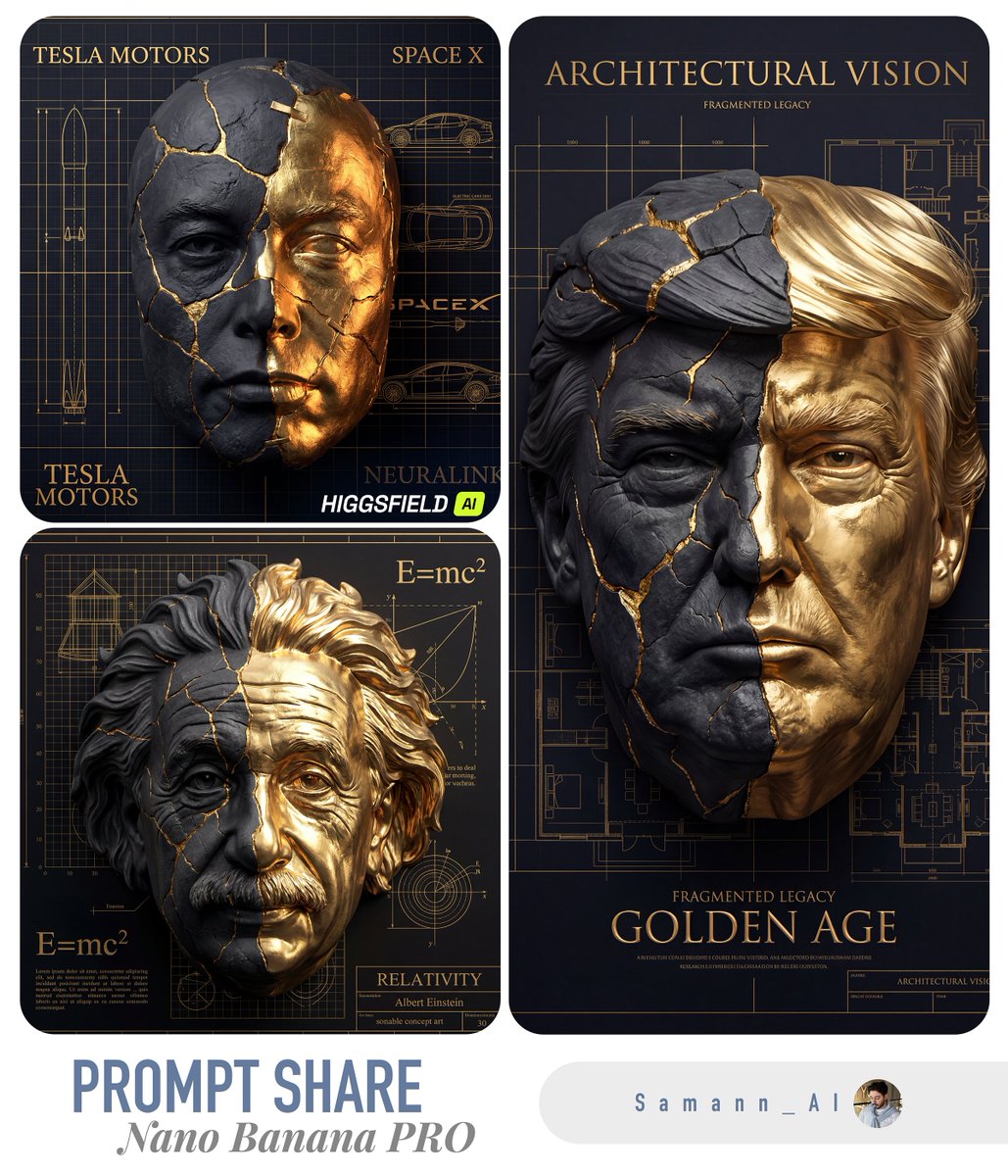 Kintsugi-Inspired Architectural 3D Portrait — Nano Banana Pro AI Generated Image