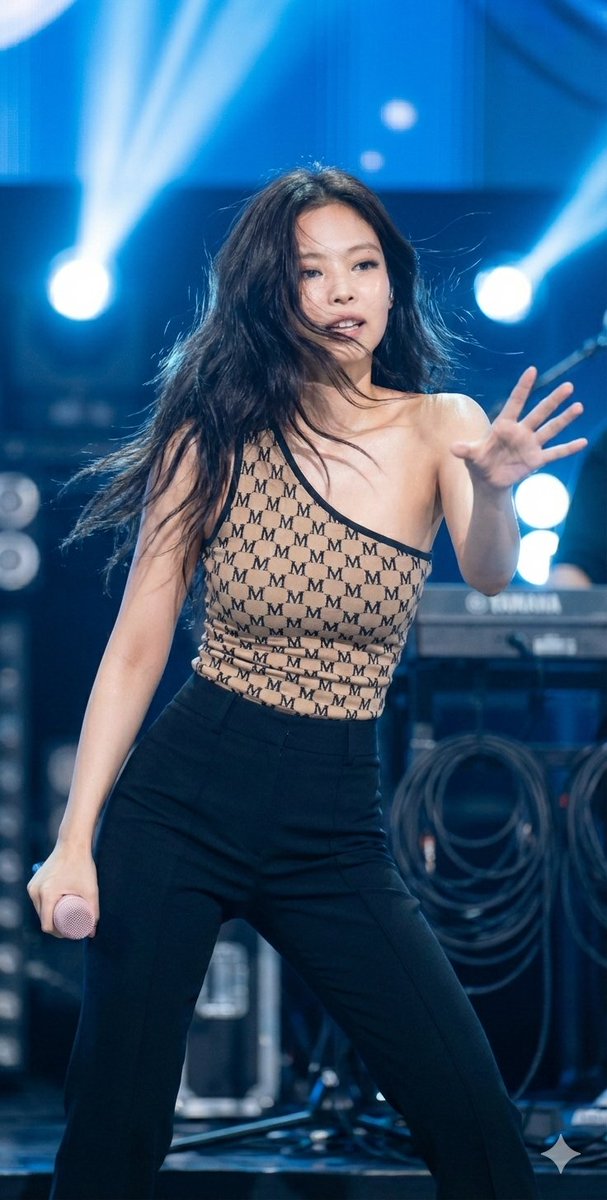 Dynamic Editorial Portrait of Jennie Kim in Monogram Bodysuit — Nano Banana Pro AI Generated Image