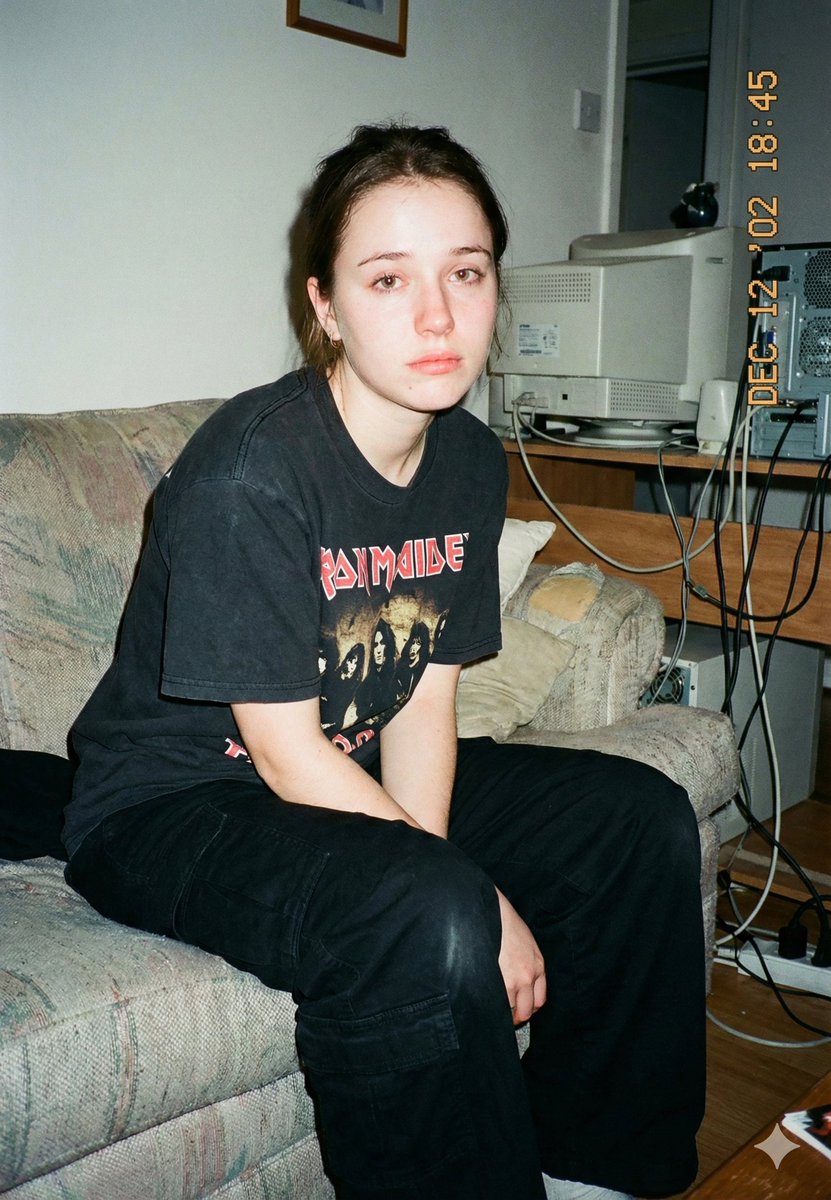 Lo-Fi Candid Portrait with Direct Flash (Early 2000s Aesthetic) — Nano Banana Pro AI Generated Image
