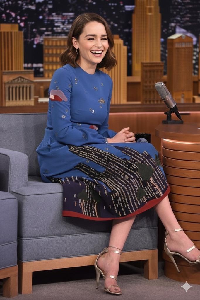 Cinematic Talk Show Portrait (Emilia Clarke Inspired) — Nano Banana Pro AI Generated Image