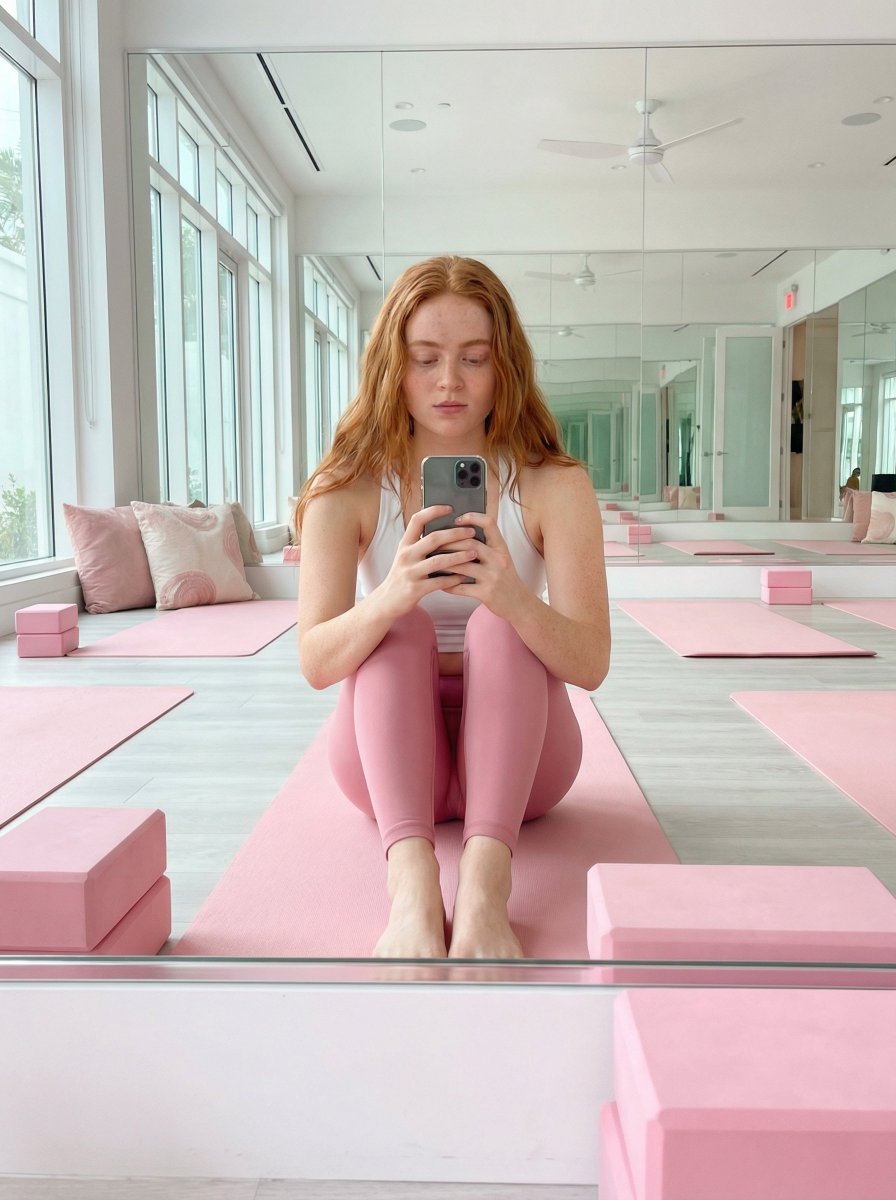 Influencer Fitness Studio Mirror Selfie — Nano Banana Pro AI Generated Image