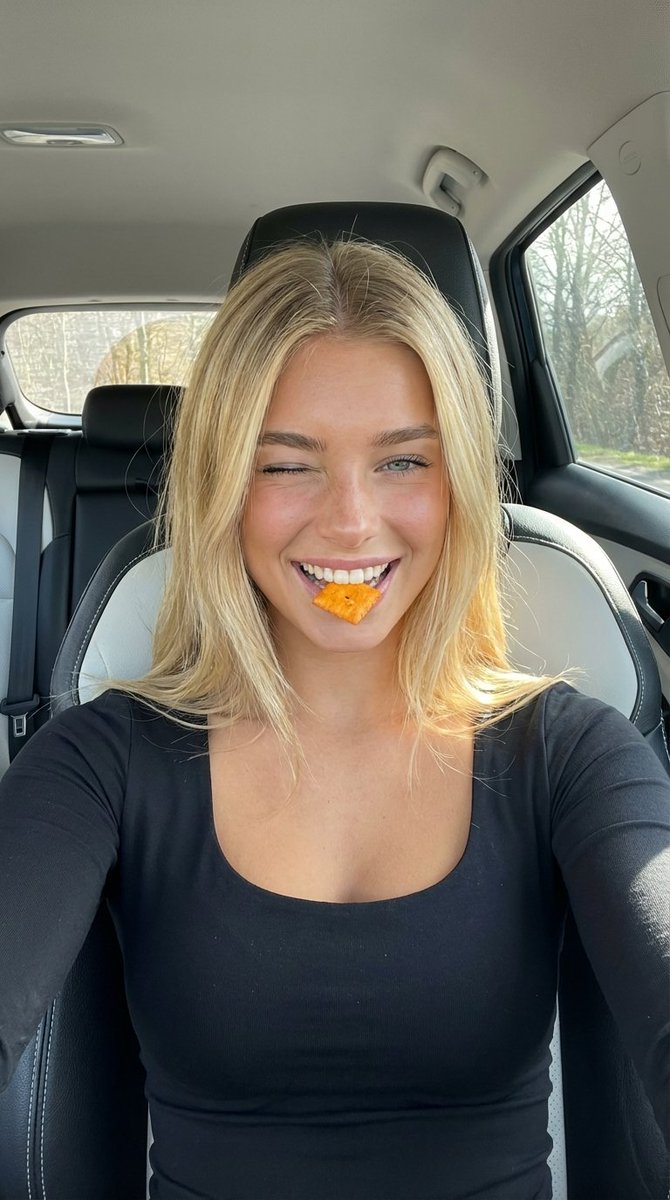 Car Selfie with Cheese Cracker Prompt — Nano Banana Pro AI Generated Image