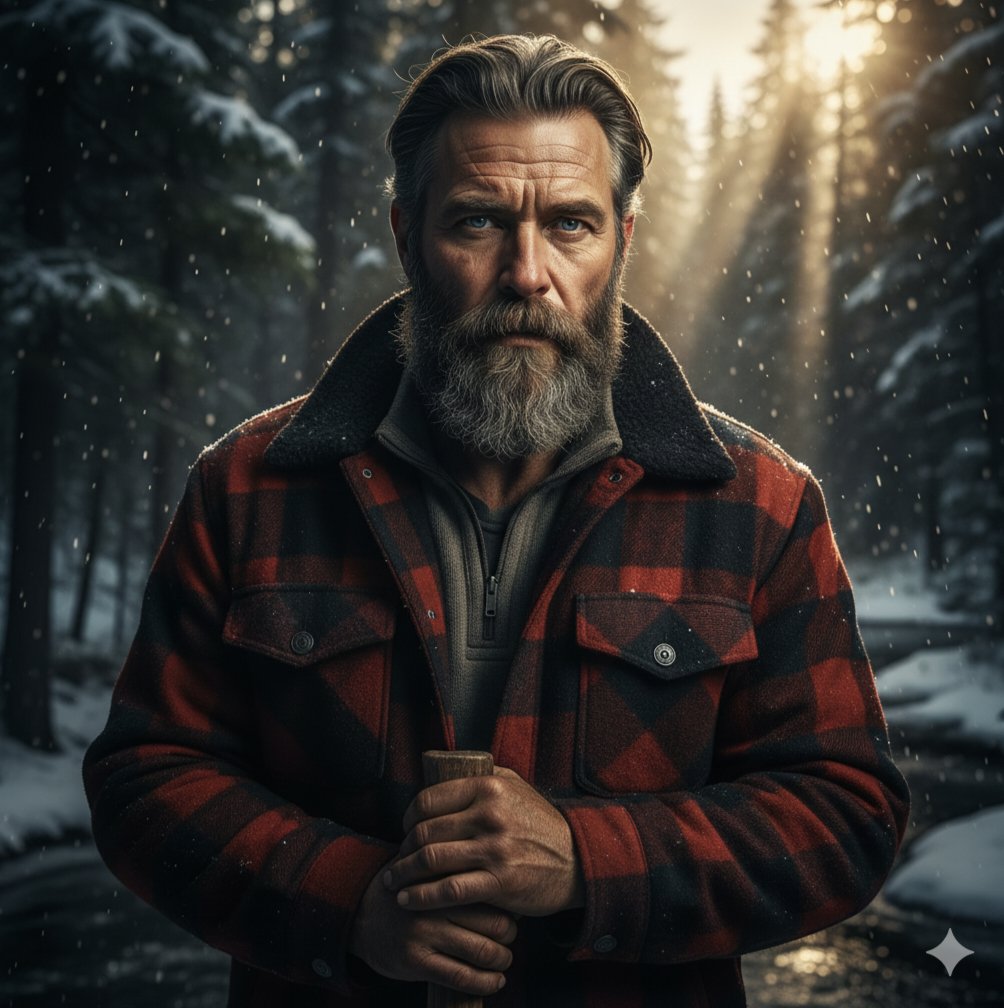 Cinematic Lumberjack Portrait Prompt — Nano Banana Pro AI Generated Image