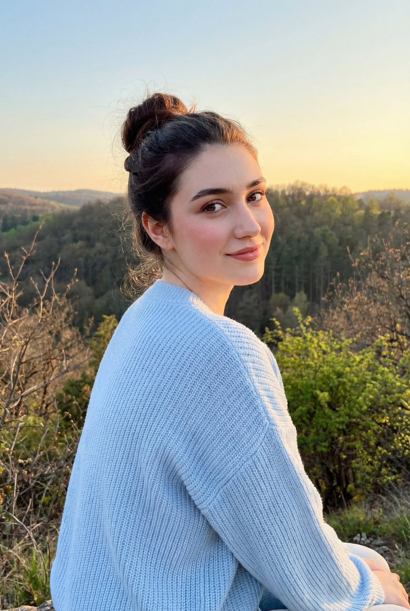 Cinematic Golden Hour Portrait on a Hillside — Nano Banana Pro AI Generated Image