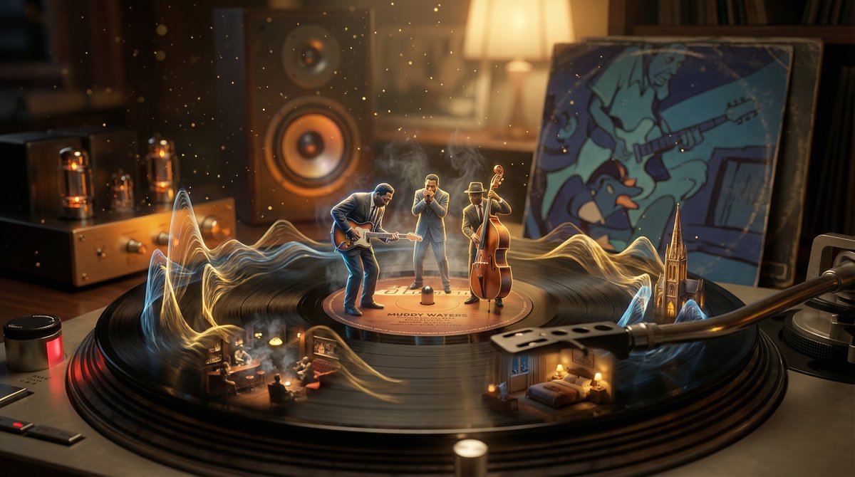 Surreal Vinyl Record Mid-Play Visualization — Nano Banana Pro AI Generated Image