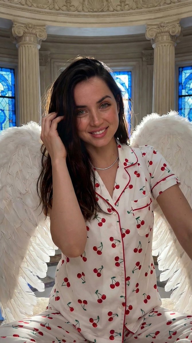 Low-Angle Cinematic Portrait: Strawberry Angel — Nano Banana Pro AI Generated Image