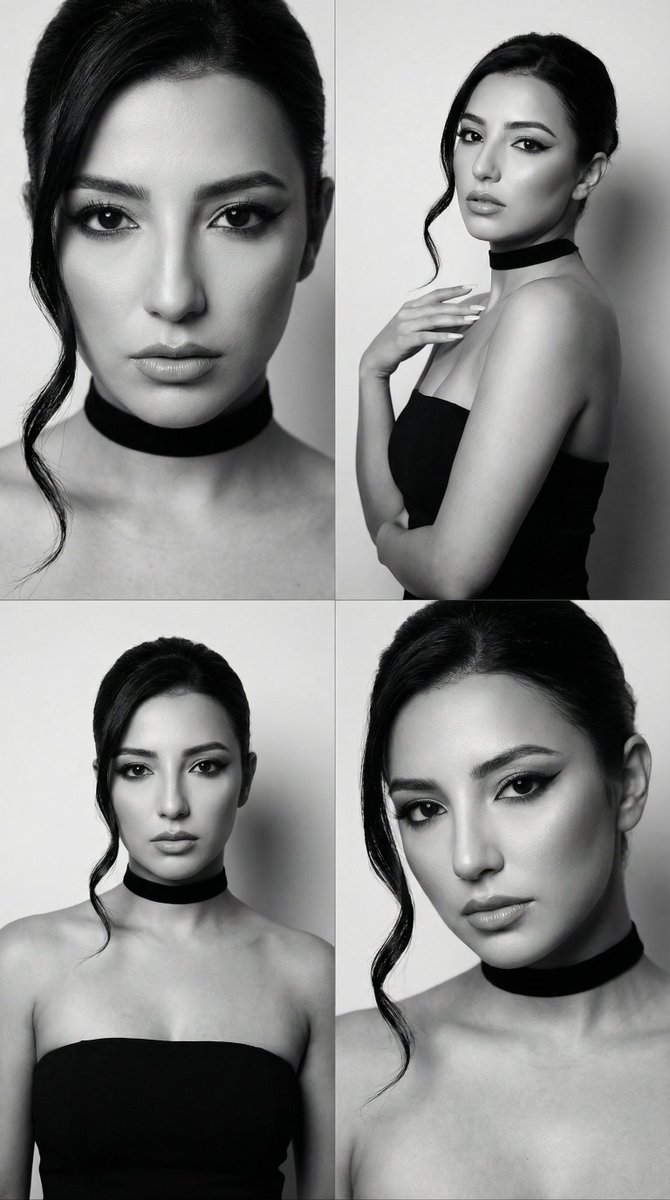 JSON Prompt for Black and White Fashion Editorial Contact Sheet — Nano Banana Pro AI Generated Image