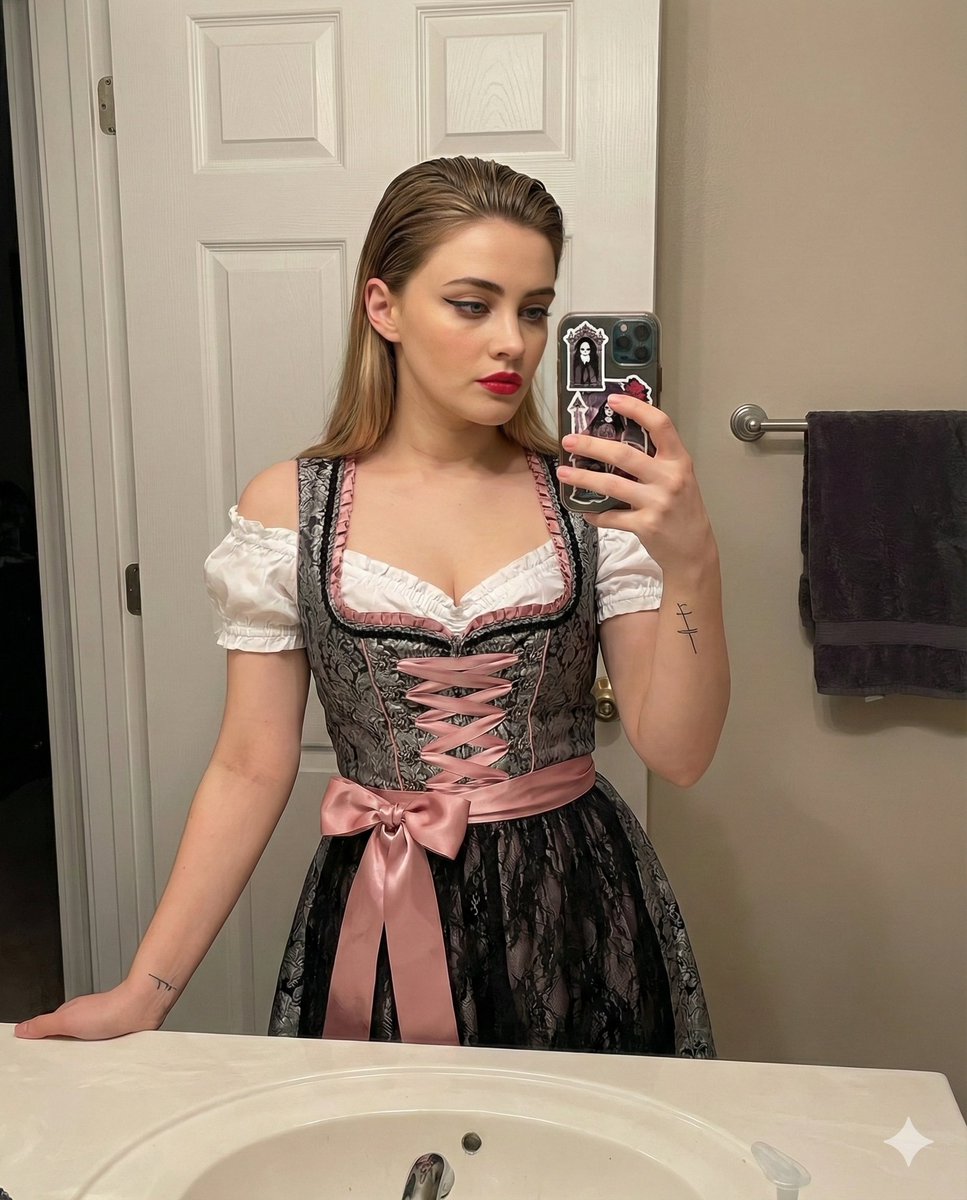 Coquette Goth Dirndl Mirror Selfie — Nano Banana Pro AI Generated Image