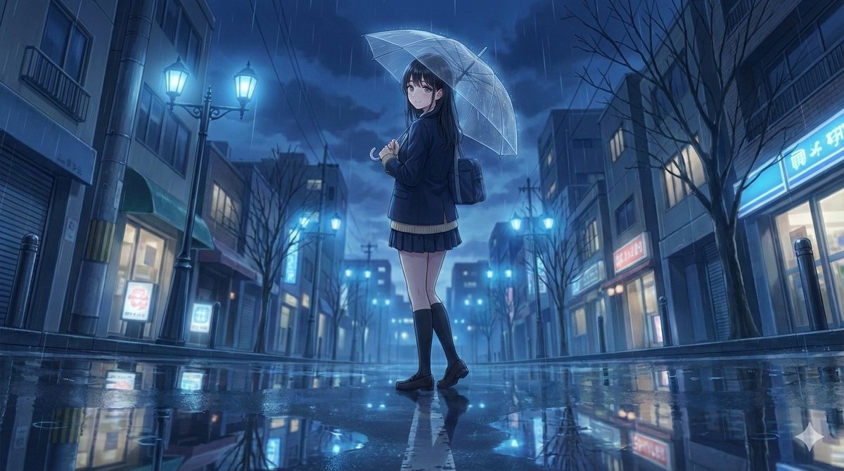 4K Anime Illustration of Girl in Rain — Nano Banana Pro AI Generated Image