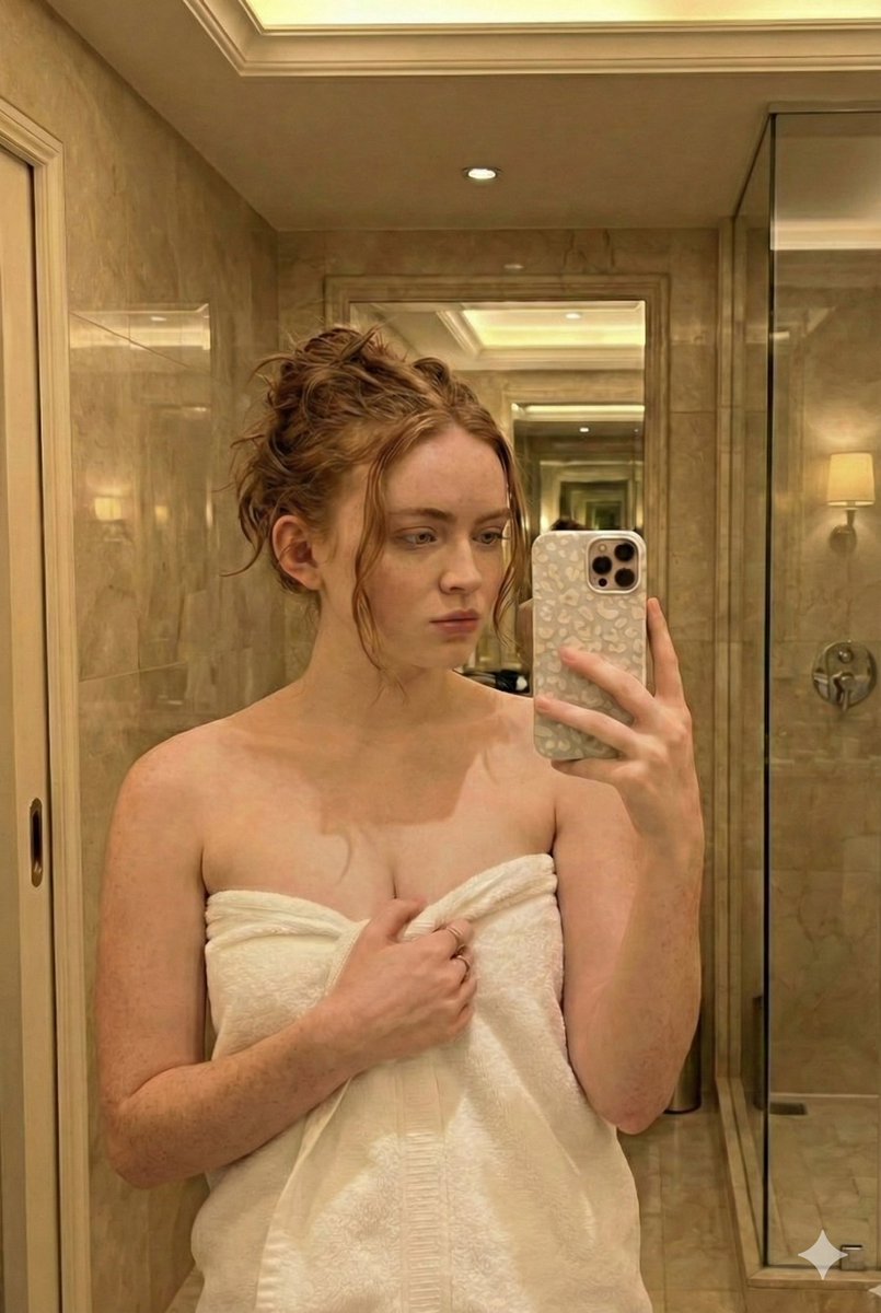 Candid Bathroom Mirror Selfie (Redhead Likeness) — Nano Banana Pro AI Generated Image