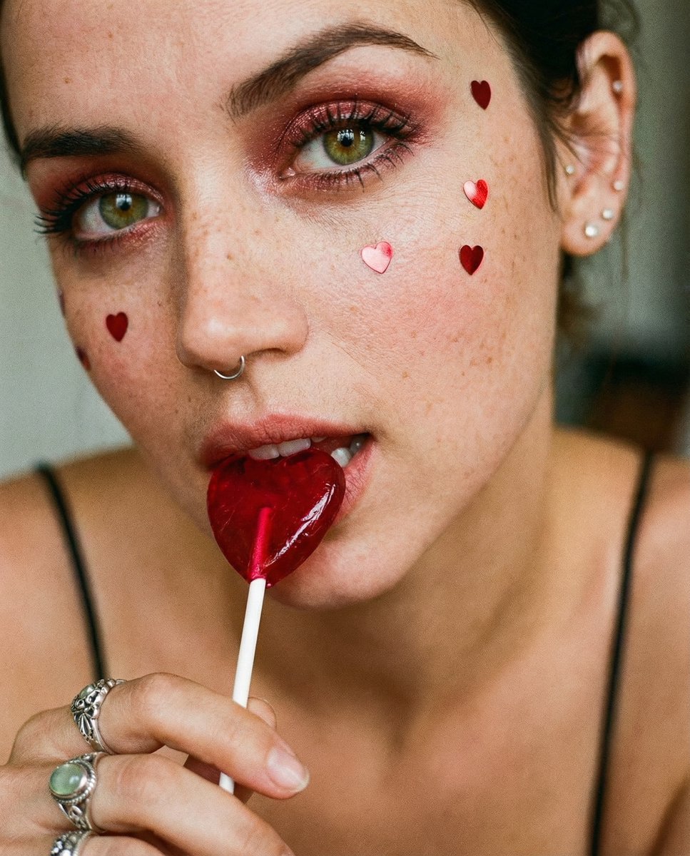 Coquette Soft Grunge Portrait with Lollipop — Nano Banana Pro AI Generated Image