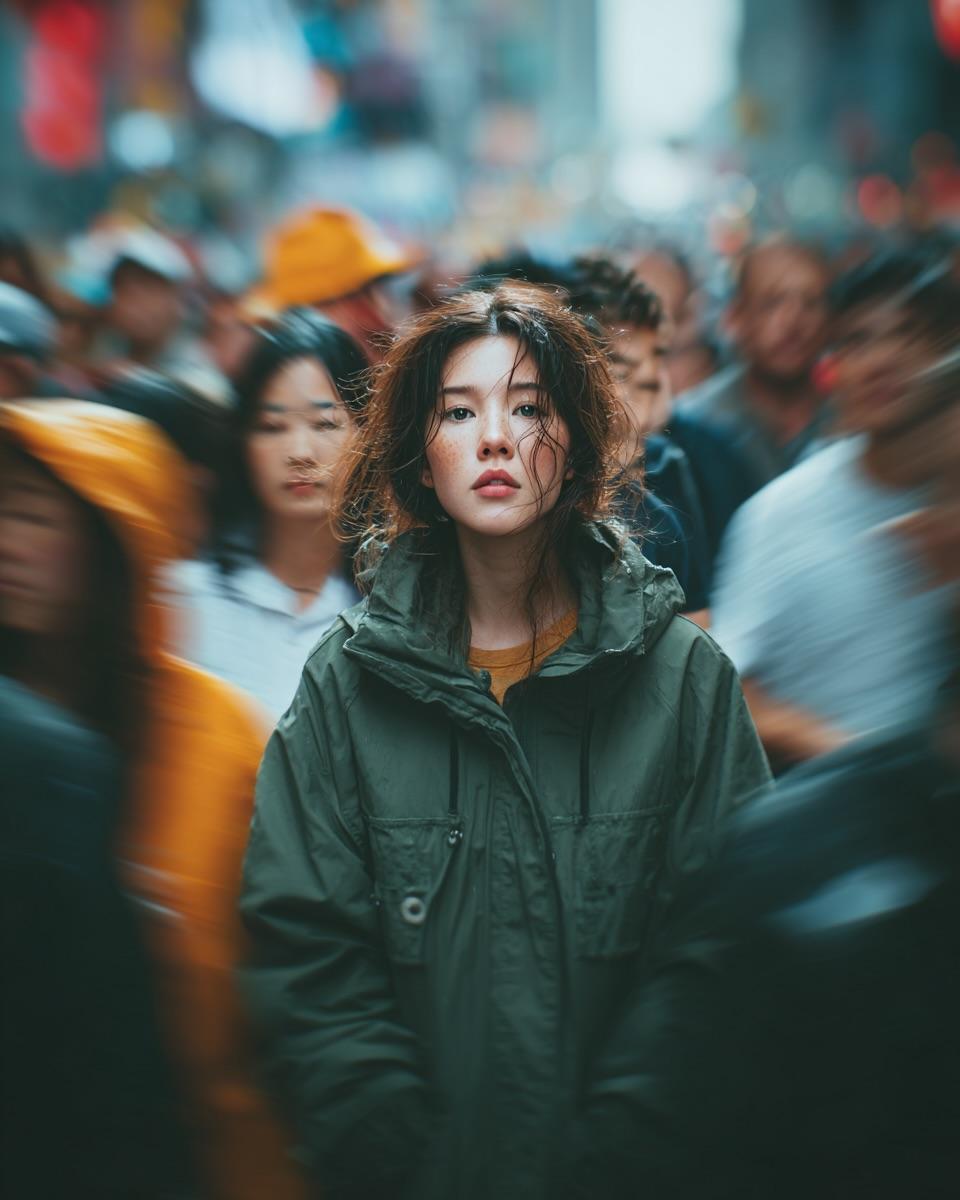 Candid Street Portrait with Motion Blur — Nano Banana Pro AI Generated Image