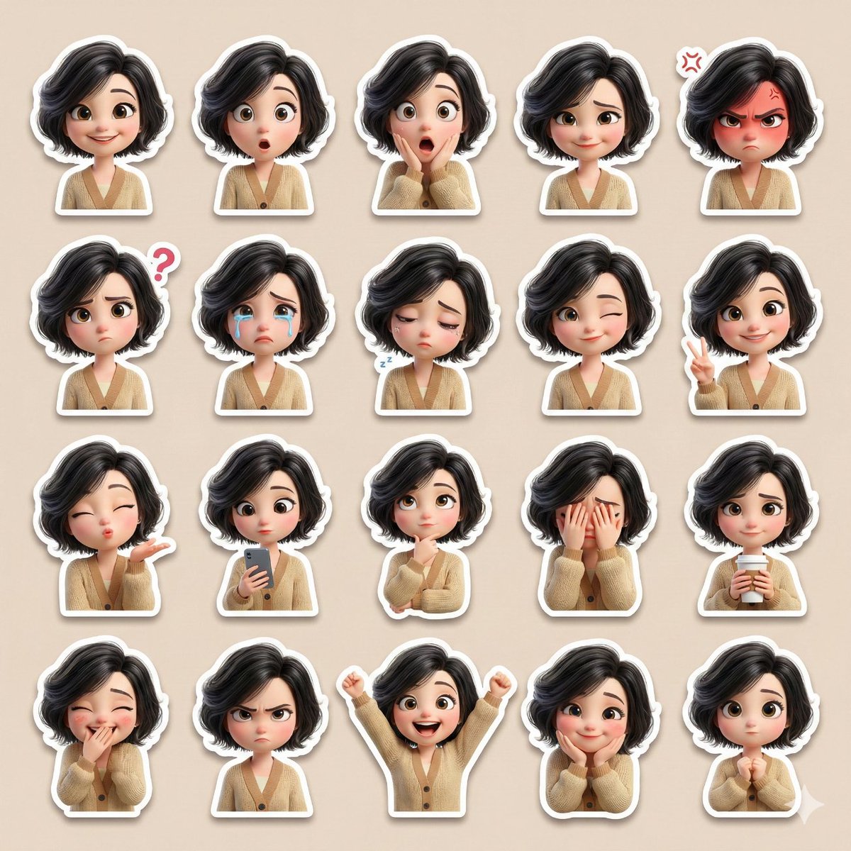 3D Pixar-Style Sticker Pack Generation from Reference Image — Nano Banana Pro AI Generated Image