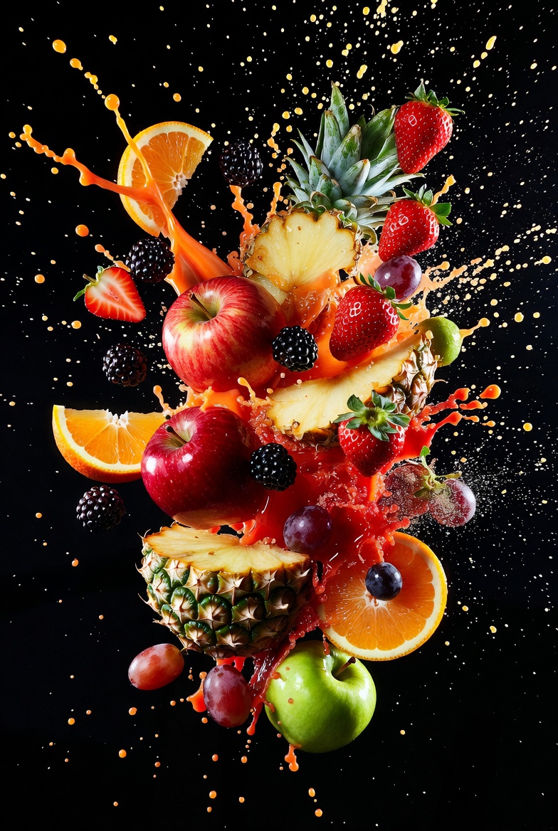 Exploding Fruit Arrangement Food Photography — Nano Banana Pro AI Generated Image