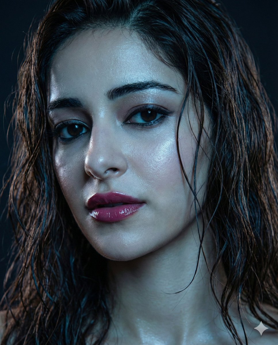 Moody Close-up Portrait with Wet Hair and Cool Lighting — Nano Banana Pro AI Generated Image