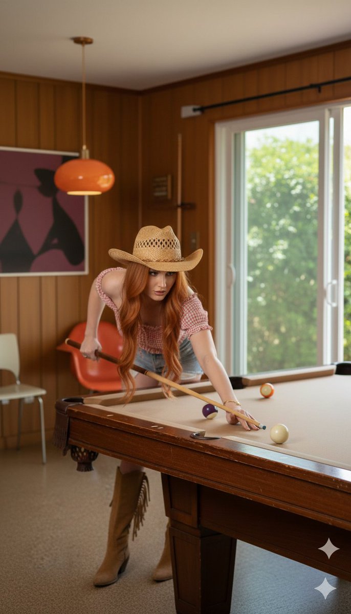 Western-Inspired Pool Hall Action Shot — Nano Banana Pro AI Generated Image