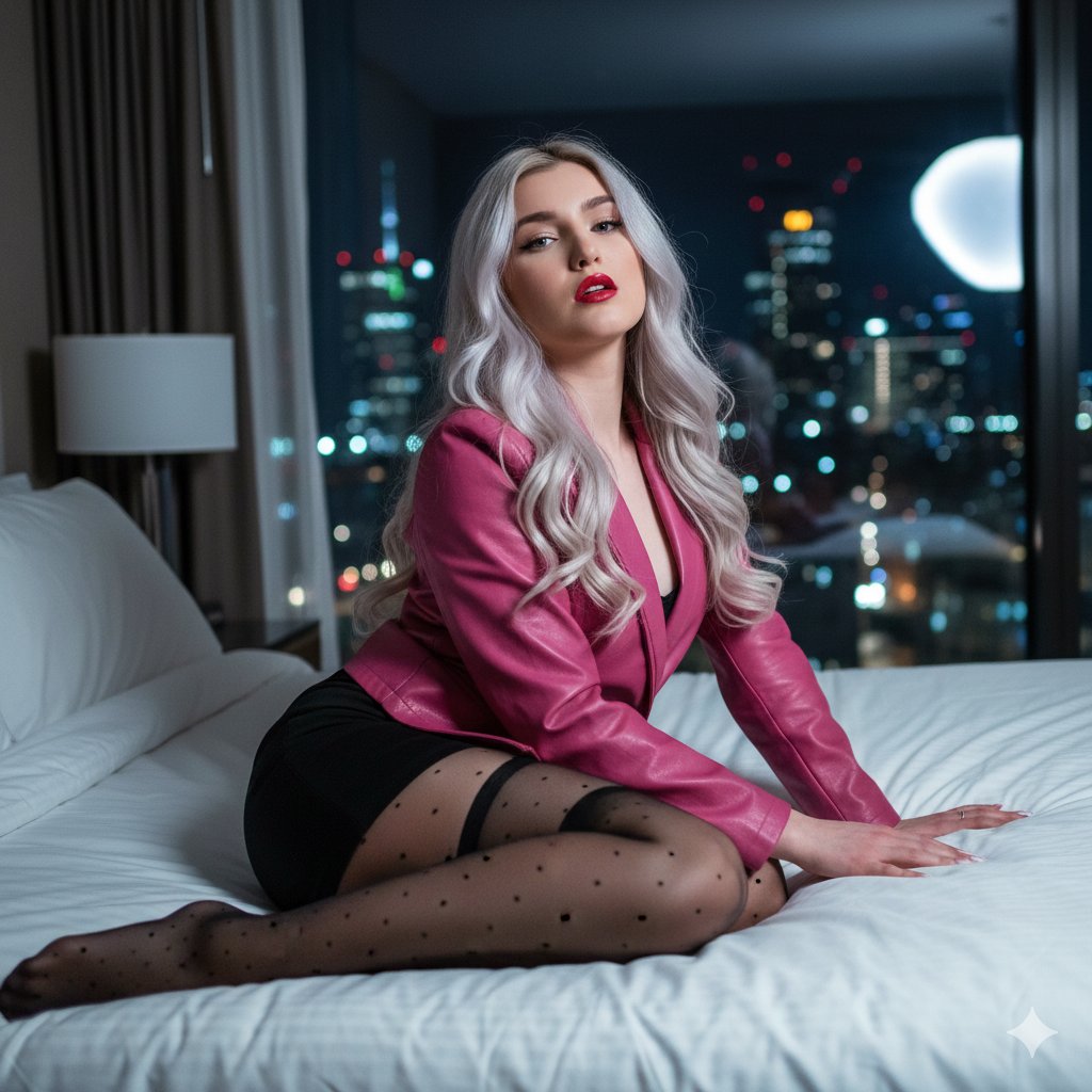 Seductive Night Portrait with City Skyline — Nano Banana Pro AI Generated Image